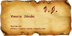 Vavra Jónás névjegykártya